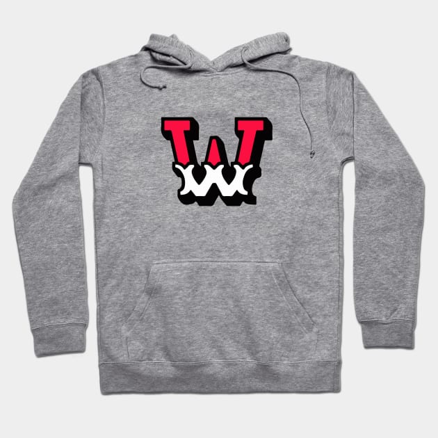 Monogram W - Alphabet Scrapbooking Red/White Circus Style Hoodie by RetroGeek